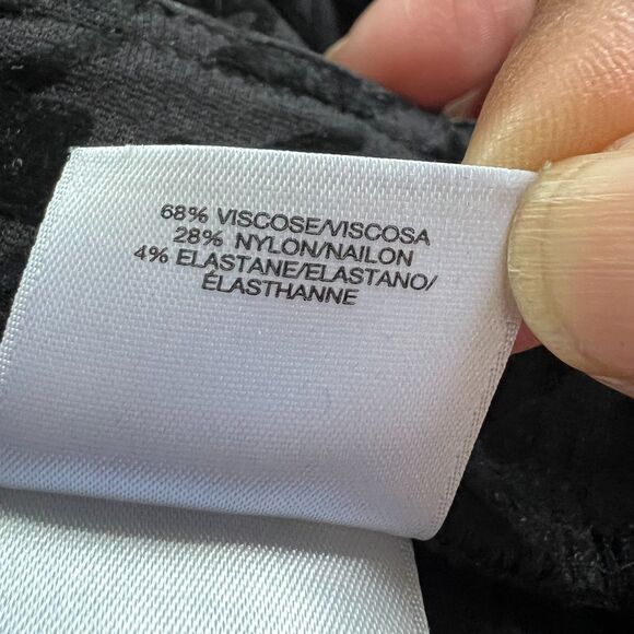 Anne Klein Pant Black Women Large Velvet Houndstooth Stretch Pull On Trousers - Picture 15 of 15